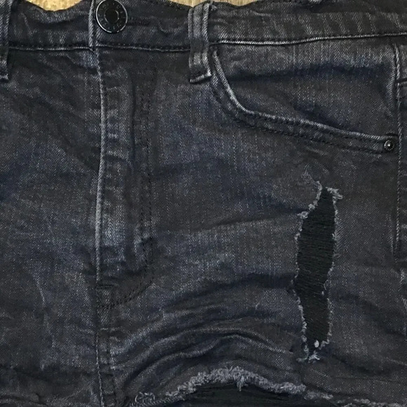 Refuge Black High Rise Cheeky Denim Distressed Shorts Size 6 - Picture 3 of 5